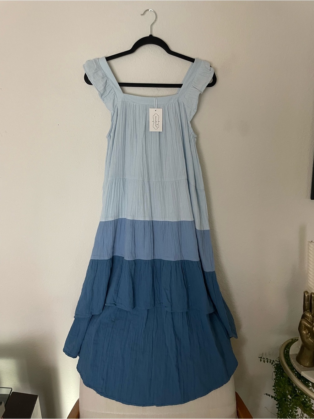 Mud Pie Nile Blue Color Block Tiered Dress NWT Size S